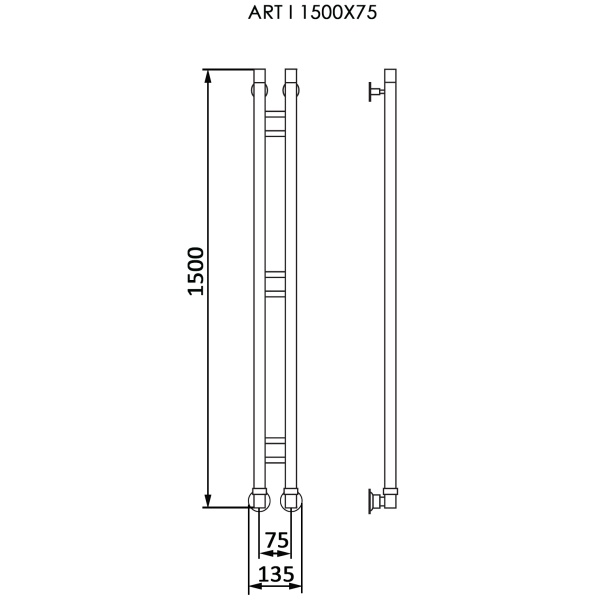 Фото Полотенцесушитель Ника АРТ-1 1500/75
