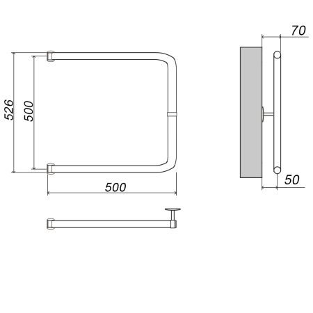 Фото Полотенцесушитель ГРОТА MODESTO 50/50(-)