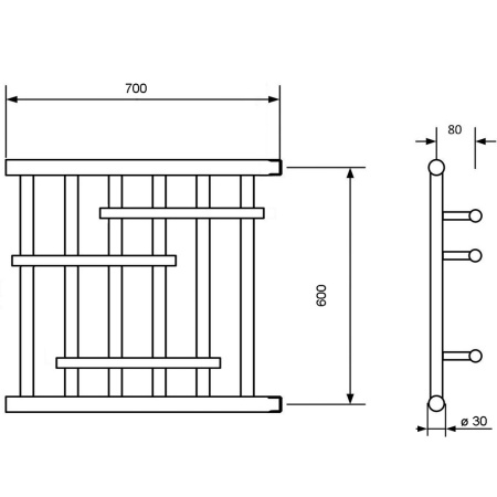 Фото Полотенцесушитель Ника ПМ-6 60/70 без полки*
