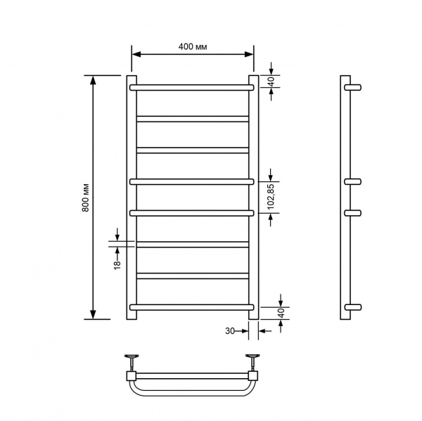 Фото Полотенцесушитель водяной Comfysan Пуро-К (Puro-K) W-8 80/40, черный