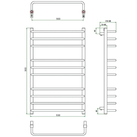Фото Полотенцесушитель ГРОТА ECOFORTE 63/90(-)