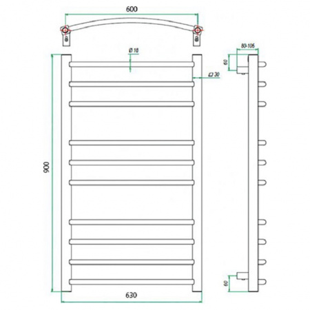 Фото Полотенцесушитель ГРОТА ECOCALMA 63/90
