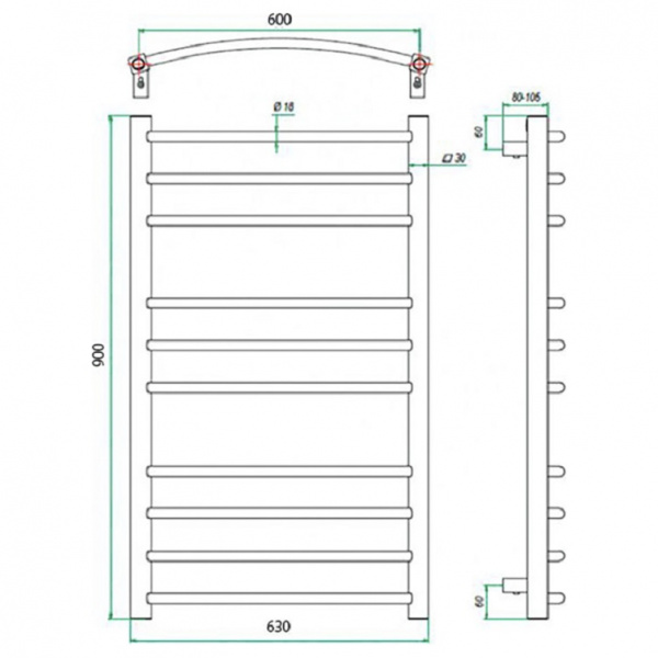 Фото Полотенцесушитель ГРОТА ECOCALMA 63/90