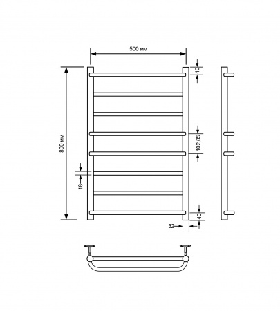 Фото Полотенцесушитель водяной Comfysan Пуро (Puro) W-8 80/50, хром