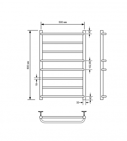 Фото Полотенцесушитель водяной Comfysan Пуро (Puro) W-8 80/50, хром