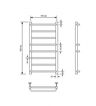 Фото Полотенцесушитель водяной Comfysan Пуро (Puro) W-8 80/40, черный
