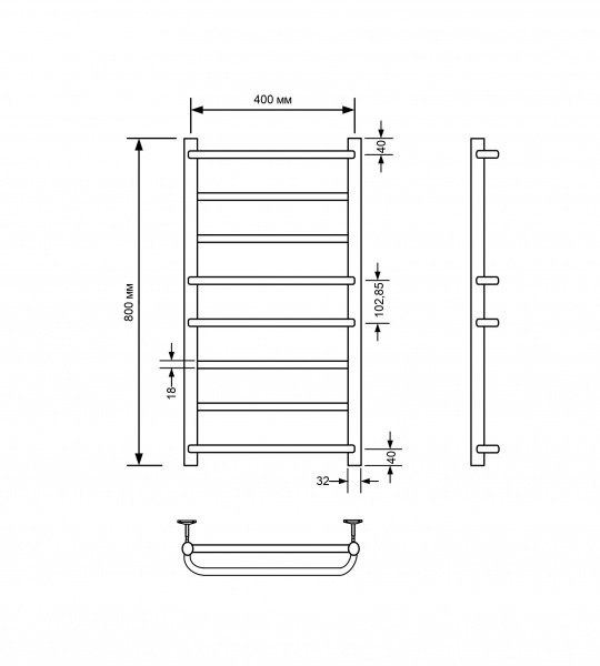 Фото Полотенцесушитель водяной Comfysan Пуро (Puro) W-8 80/40, черный