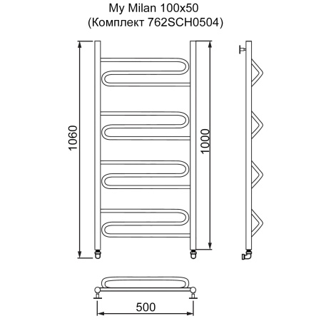 Полотенцесушитель MYFREA My Milan 100/50 (Комплект 762SCH0504)