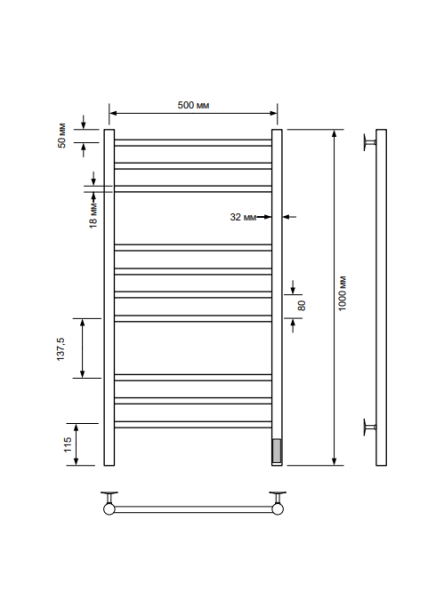 Полотенцесушитель электрический с/т Comfysan Люси (Luce) EC-10 100/50, Матовое золото/МАТ ГОЛД выбрать и сравнить в шоуруме или в онлайн магазине