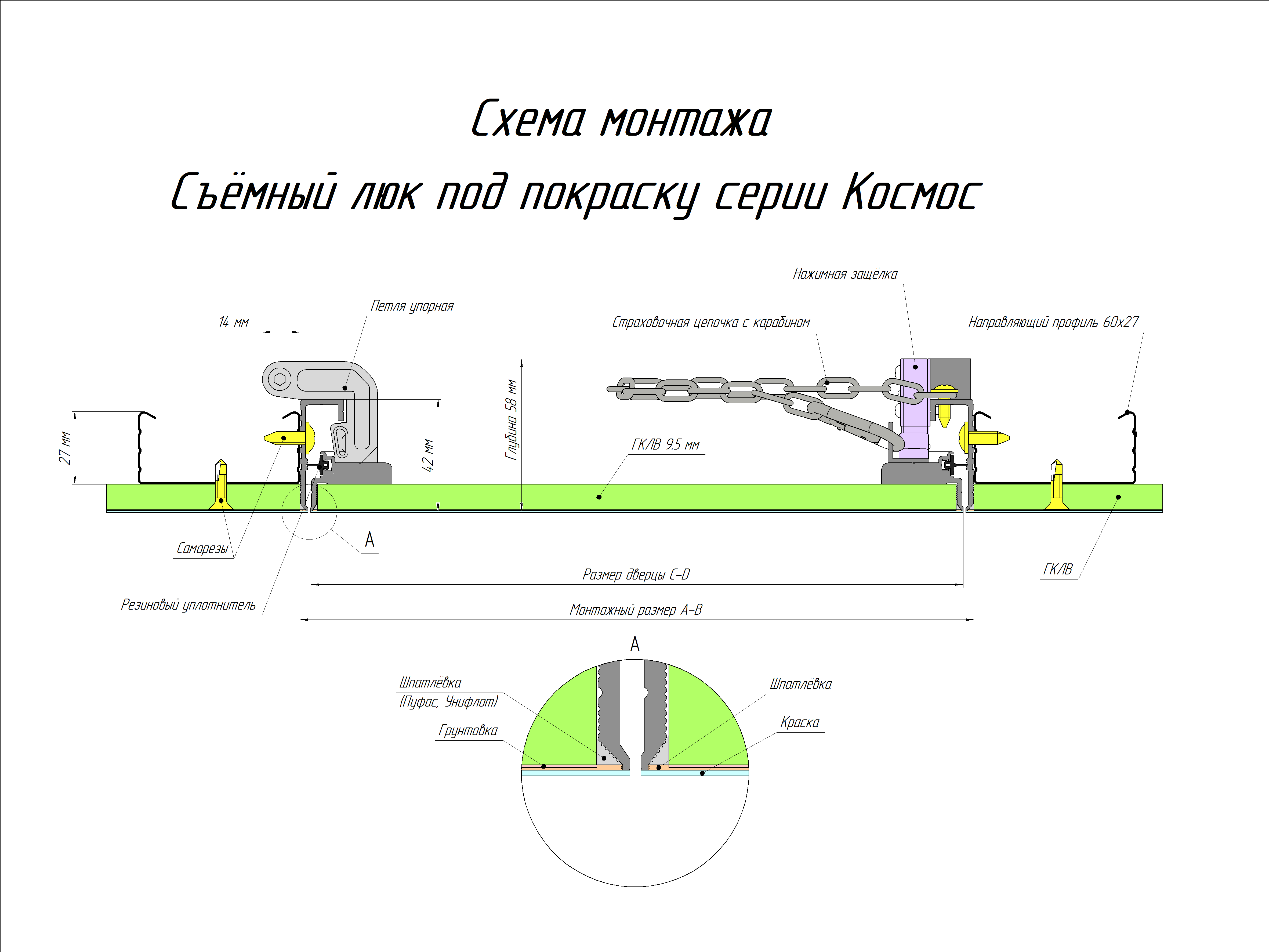 Люк под покраску Люкер Космос (съемный) 30/30 (в/ш) размер дверцы 29,2/29,2