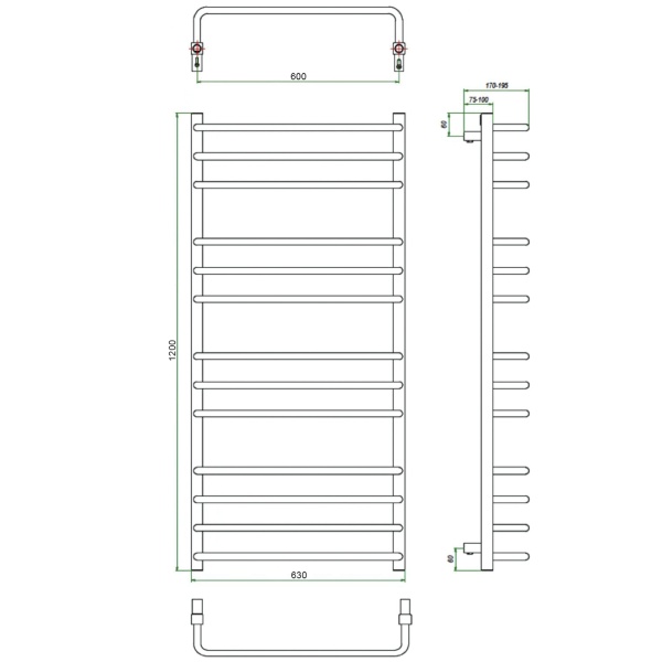 Фото Полотенцесушитель ГРОТА ECOFORTE 63/120(-)