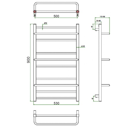 Фото Полотенцесушитель ГРОТА VISTA 53/90