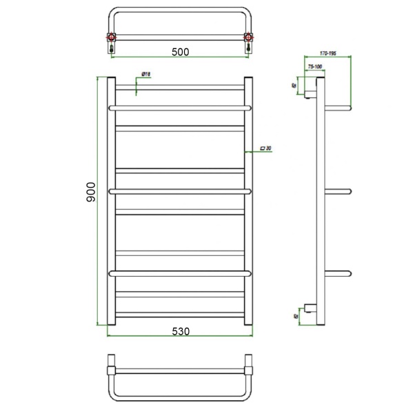 Фото Полотенцесушитель ГРОТА VISTA 53/90