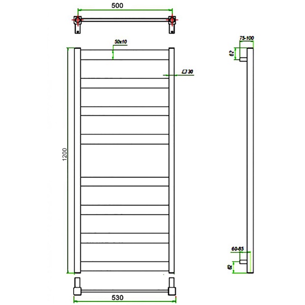 Фото Полотенцесушитель ГРОТА BREZZA 53/120