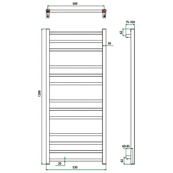 Фото Полотенцесушитель ГРОТА ESTRO 53/120