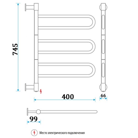 Полотенцесушитель Электрич. Energy U chrome G3K 37W - фото и схемы подключения