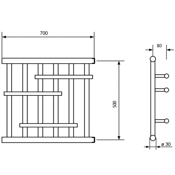 Фото Полотенцесушитель Ника ПМ-6 50/70 без полки*