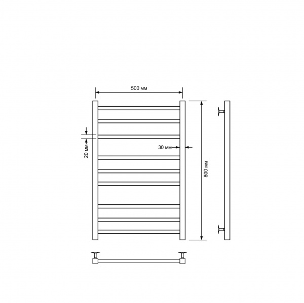Фото Полотенцесушитель водяной Comfysan Пиоли-К (Pioli-K) W-8 80/50, черный