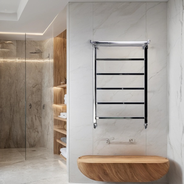 Фото Полотенцесушитель водяной Comfysan Мартэ-К (Marte-K) W-6 80/50 с полкой, хром