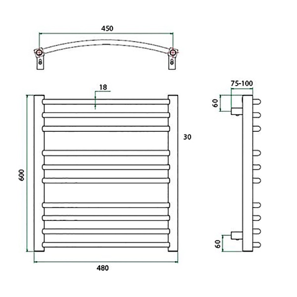 Фото Полотенцесушитель ГРОТА CALMA 48/60