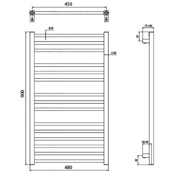 Фото Полотенцесушитель ГРОТА CLASSIC 48/90