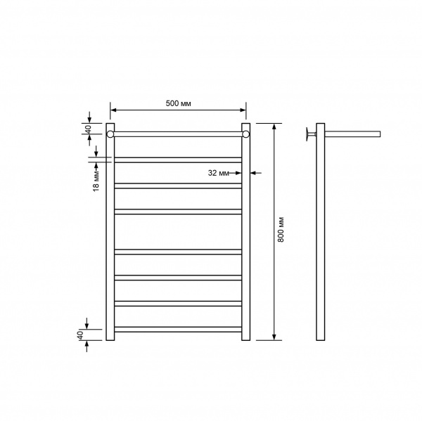 Фото Полотенцесушитель водяной Comfysan Ноуми (Noumi) W-8 80/50 с полкой, белый