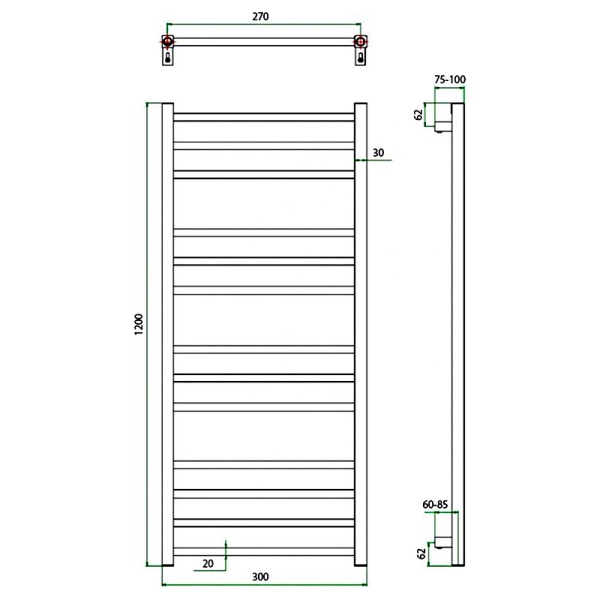 Фото Полотенцесушитель ГРОТА ESTRO 30/120