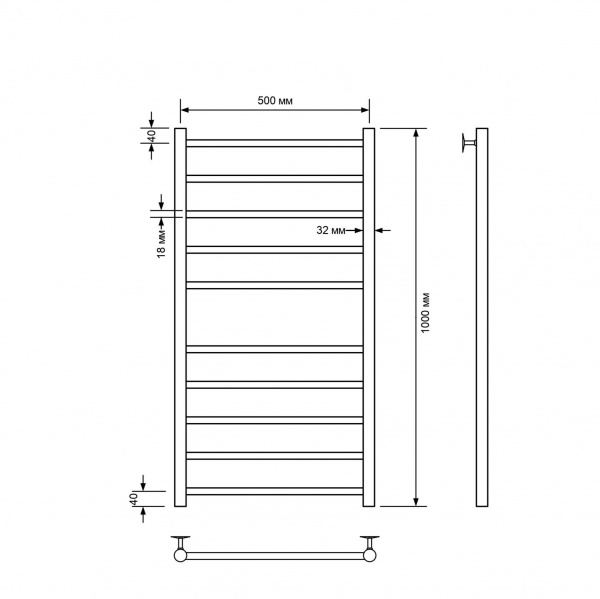Фото Полотенцесушитель водяной Comfysan Люси (Luce) W-10 100/50, черный