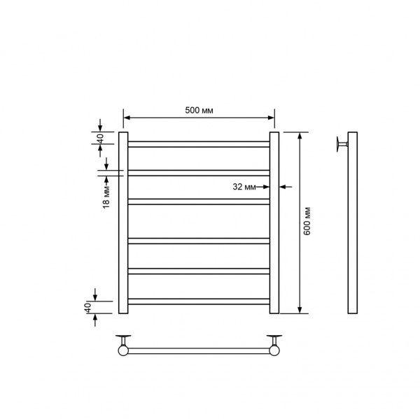 Фото Полотенцесушитель водяной Comfysan Люси (Luce) W-6 60/50, черный