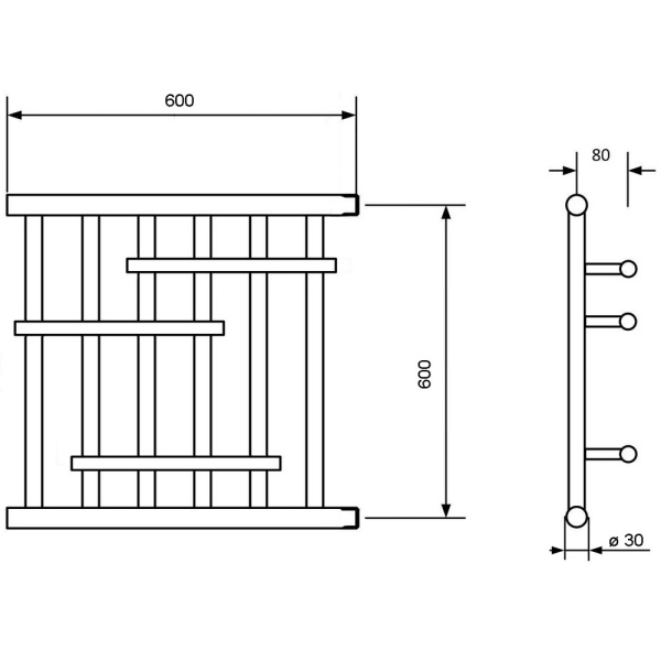 Фото Полотенцесушитель Ника ПМ-6 60/60 без полки*