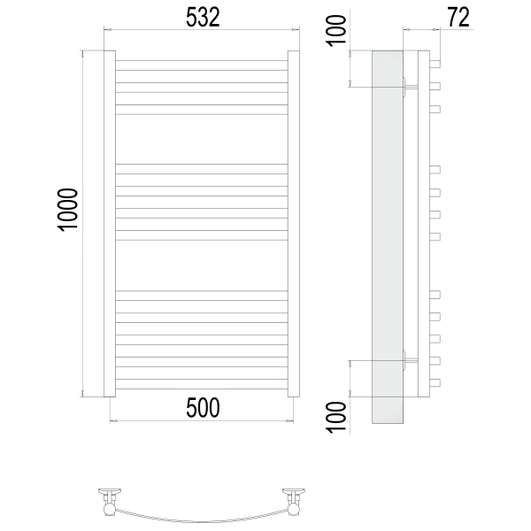Фото Полотенцесушитель TERMINUS Стандарт Авиэль П12 500х1000 NEW