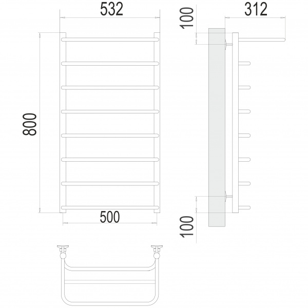 Фото Полотенцесушитель TERMINUS Эконом Полка П8 500х800 NEW