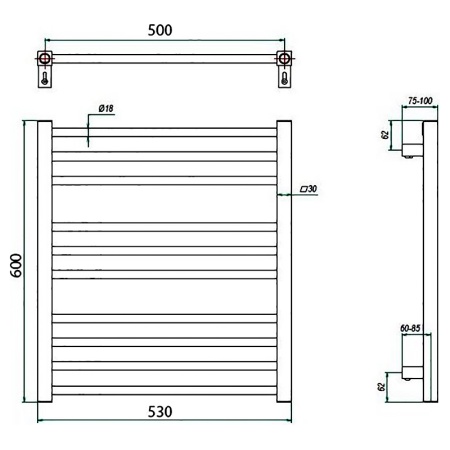 Фото Полотенцесушитель ГРОТА CLASSIC 53/60(-)