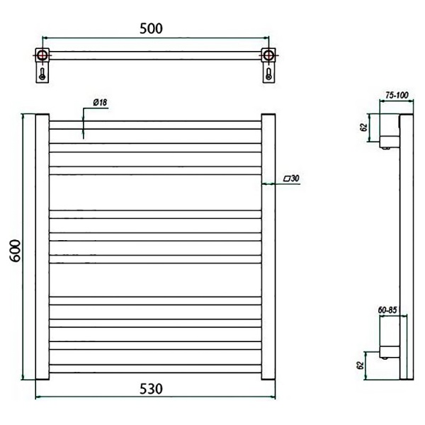 Фото Полотенцесушитель ГРОТА CLASSIC 53/60(-)