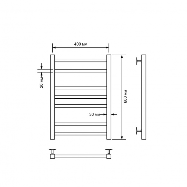 Фото Полотенцесушитель водяной Comfysan Пиоли-К (Pioli-K) W-6 60/40, хром
