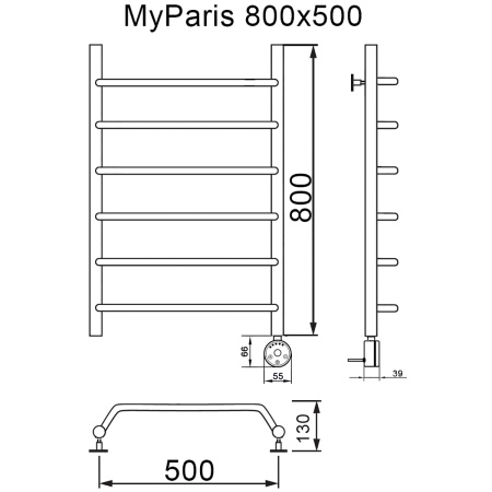 Полотенцесушитель электрический MYFREA My Paris 80/50 правый тэн - фото и схемы подключения
