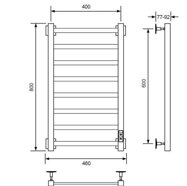Полотенцесушитель электрический с/т Comfysan Рома-К (Roma-K) EC-8 80/40, черный - фото и схемы подключения