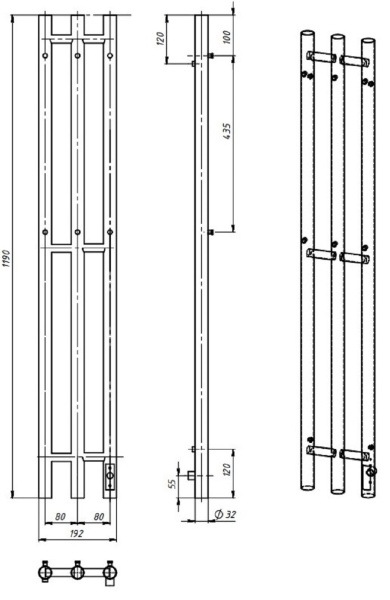 Полотенцесушитель с/т Laris Тея ЧКЧ П3 190х1200 (КРУГ) правый тэн черный 73207663 RU* - фото и схемы подключения