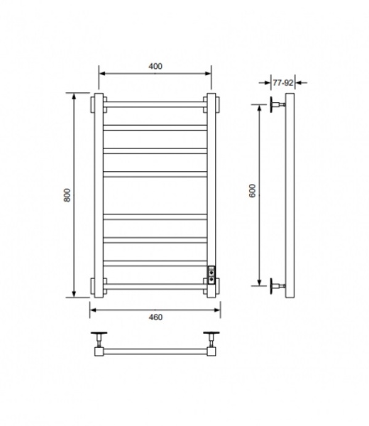 Полотенцесушитель электрический с/т Comfysan Юнико-К (Unico-K) EC-8 80/40, ТИТАНОВЫЙ ГРАФИТ выбрать и сравнить в шоуруме или в онлайн магазине