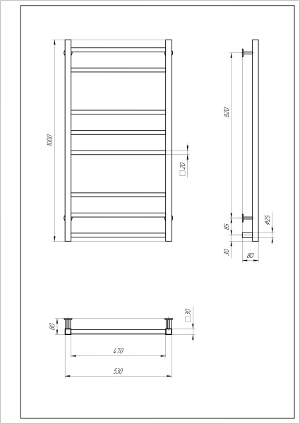 Полотенцесушитель электрический с/т Comfysan Верона-К (Verona-K) EC-8 100/50, оружейная сталь ЭК - фото и схемы подключения
