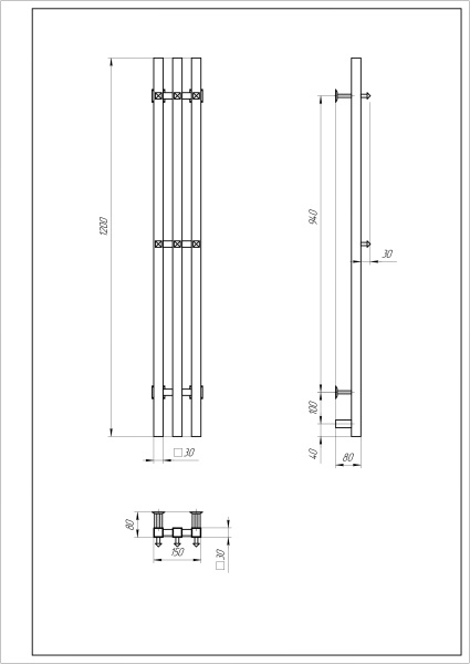 Полотенцесушитель электрический с/т Comfysan Альто-К (Alto-K) EC-3 120/12, матовое золото ЭК - фото и схемы подключения