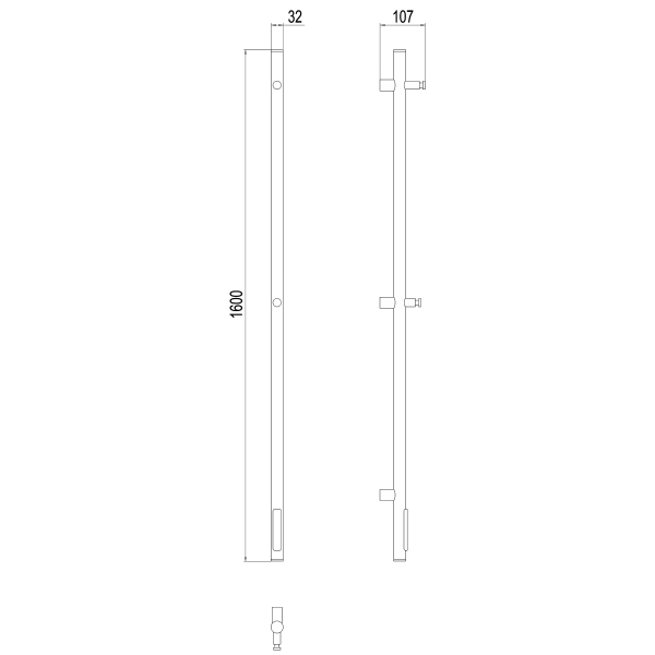 Полотенцесушитель с/т Terminus Электро Стойка UNO КРУГ 1600 - фото и схемы подключения