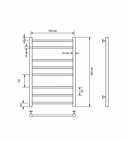Фото Полотенцесушитель водяной Comfysan Люси (Luce) W-8 80/50, черный