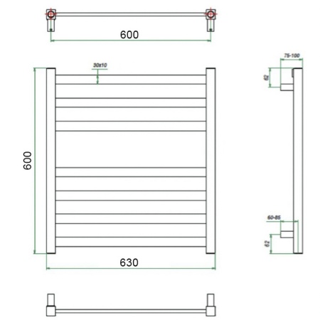 Фото Полотенцесушитель ГРОТА VENTO 63/60(-)