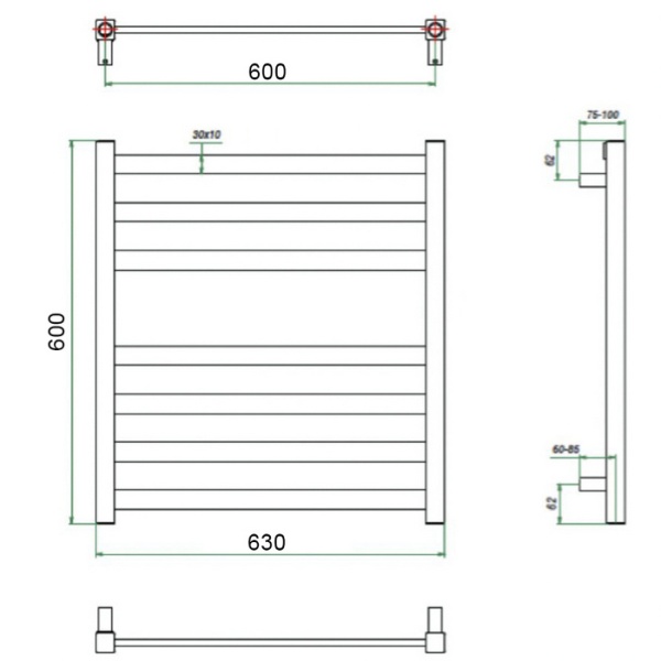 Фото Полотенцесушитель ГРОТА VENTO 63/60(-)