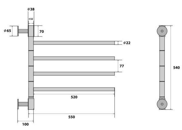 Полотенцесушитель Электрич. Energy I chrome G4 40W - фото и схемы подключения