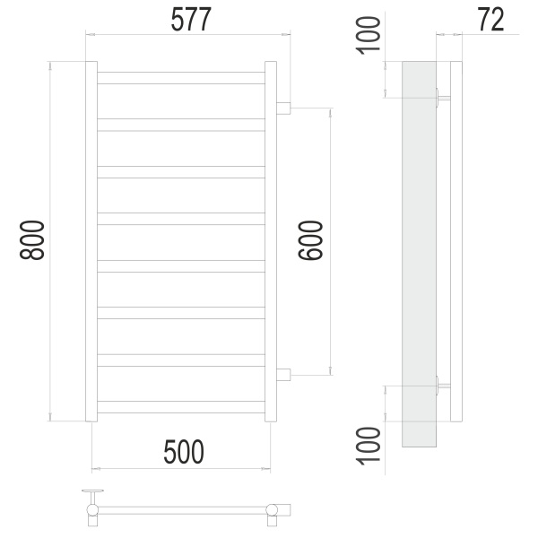 Фото Полотенцесушитель TERMINUS Эконом Аврора П8 500х800 бп600 NEW*