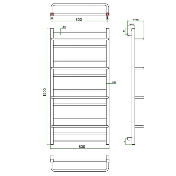 Фото Полотенцесушитель ГРОТА VISTA 63/120