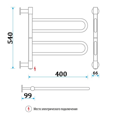 Полотенцесушитель Электрич. Energy U chrome G2K 24W - фото и схемы подключения
