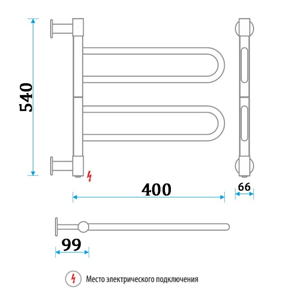 Полотенцесушитель Электрич. Energy U chrome G2K 24W - фото и схемы подключения